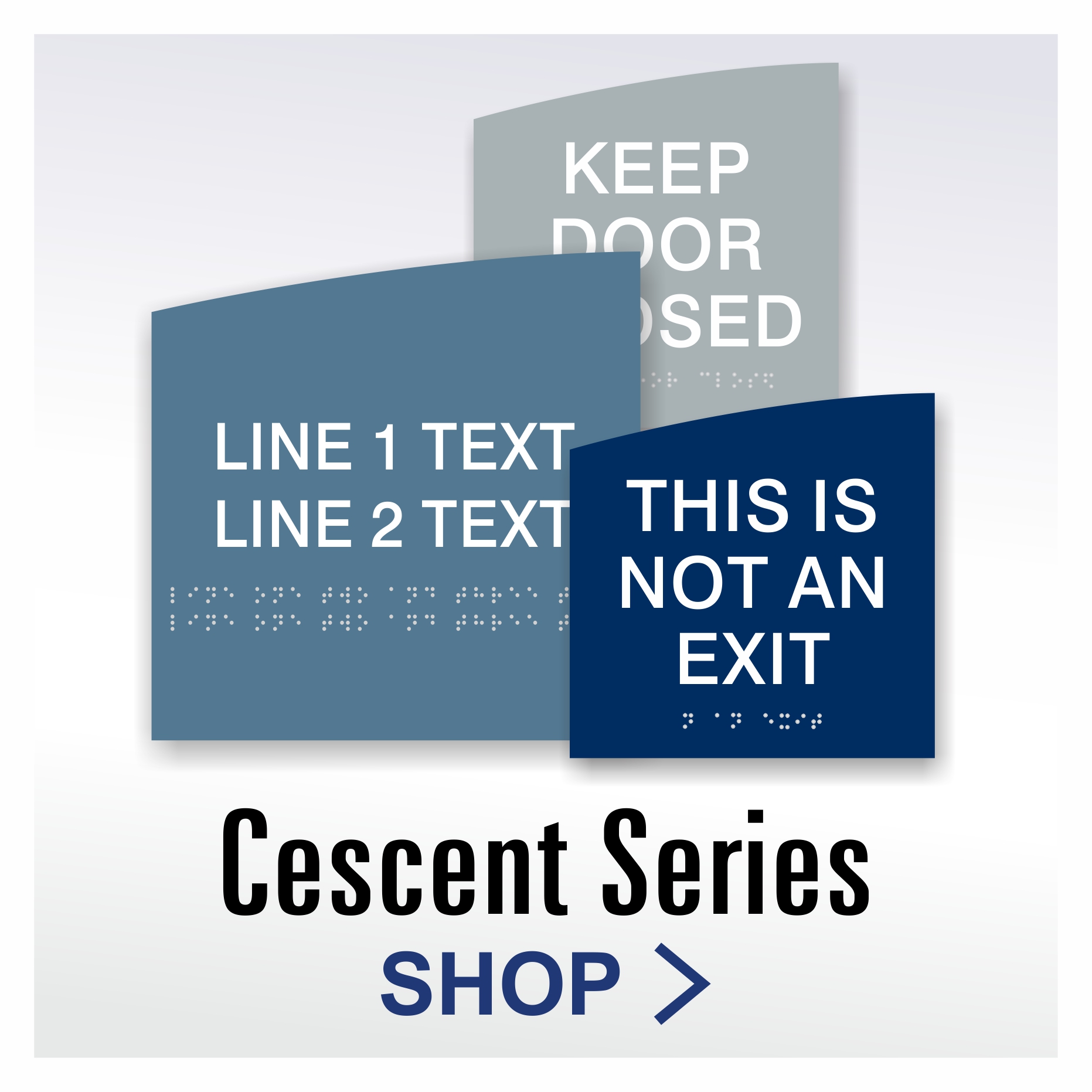 Crescent Series custom directional signage with Braille